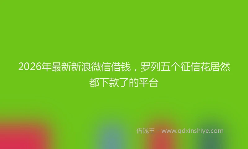 2026年最新新浪微信借钱，罗列五个征信花居然都下款了的平台