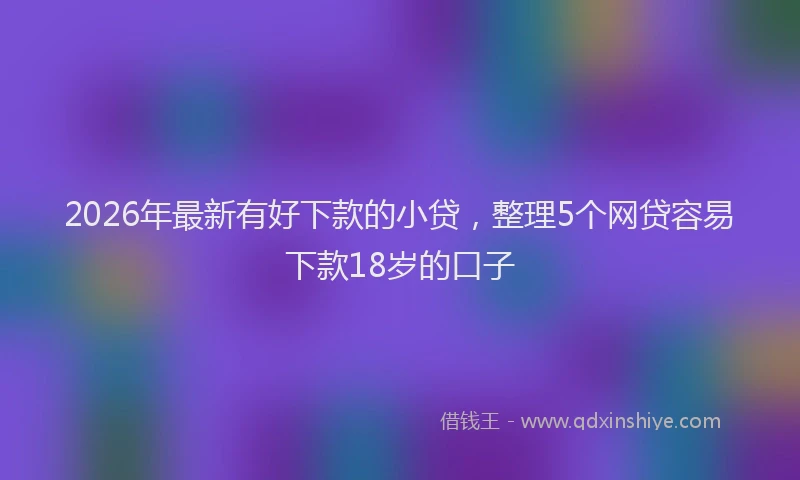 2026年最新有好下款的小贷，整理5个网贷容易下款18岁的口子