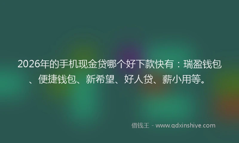 2026年的手机现金贷哪个好下款快有：瑞盈钱包、便捷钱包、新希望、好人贷、薪小用等。