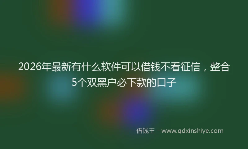2026年最新有什么软件可以借钱不看征信，整合5个双黑户必下款的口子