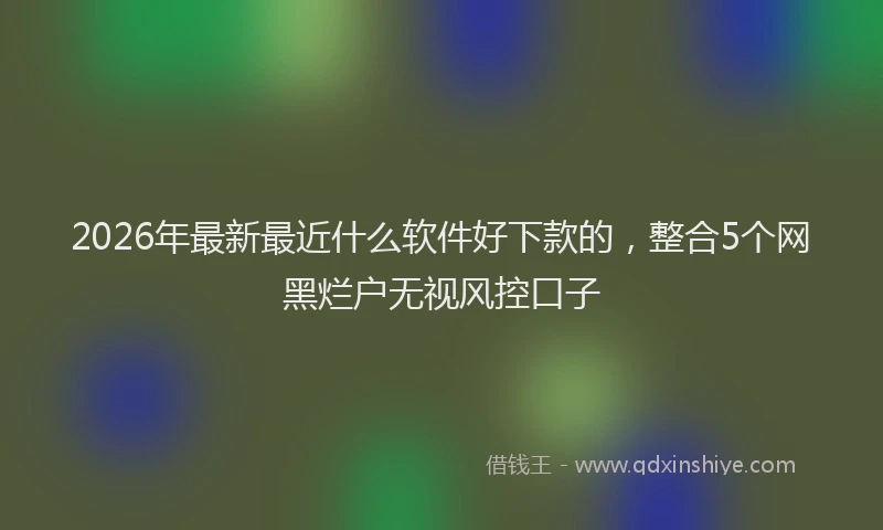 2026年最新最近什么软件好下款的，整合5个网黑烂户无视风控口子