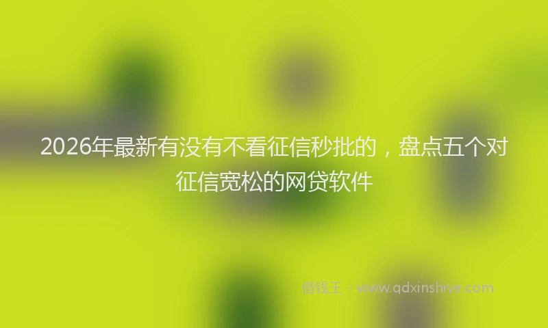 2026年最新有没有不看征信秒批的，盘点五个对征信宽松的网贷软件