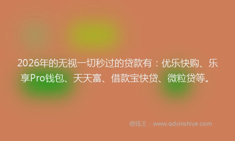 2026年的无视一切秒过的贷款有：优乐快购、乐享Pro钱包、天天富、借款宝快贷、微粒贷等。