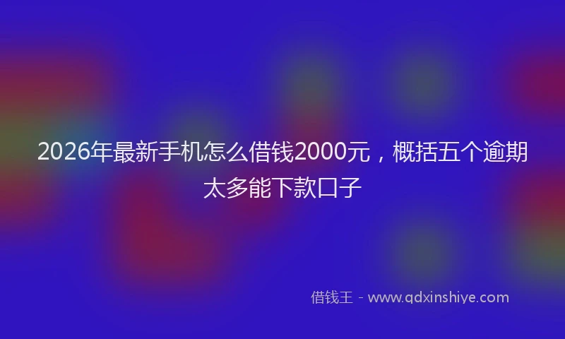 2026年最新手机怎么借钱2000元，概括五个逾期太多能下款口子
