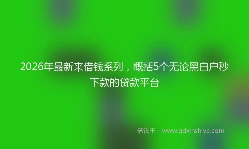 2026年最新来借钱系列，概括5个无论黑白户秒下款的贷款平台