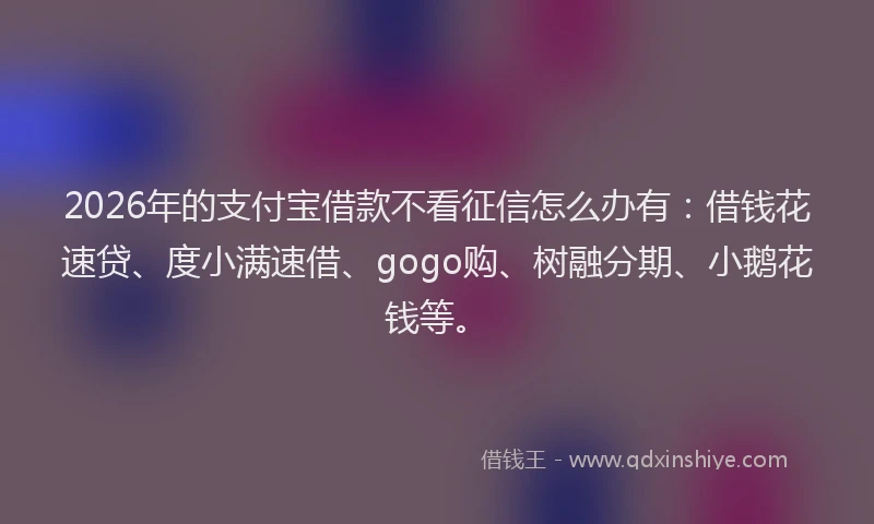 2026年的支付宝借款不看征信怎么办有：借钱花速贷、度小满速借、gogo购、树融分期、小鹅花钱等。