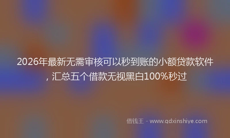 2026年最新无需审核可以秒到账的小额贷款软件，汇总五个借款无视黑白100%秒过