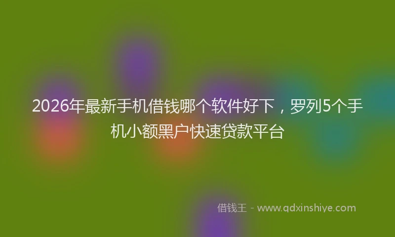 2026年最新手机借钱哪个软件好下，罗列5个手机小额黑户快速贷款平台