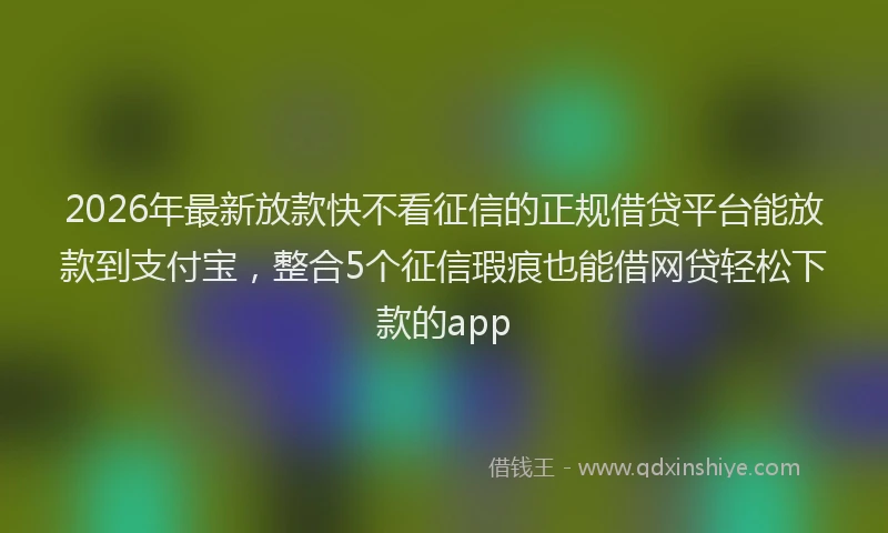 2026年最新放款快不看征信的正规借贷平台能放款到支付宝，整合5个征信瑕疵也能借网贷轻松下款的app