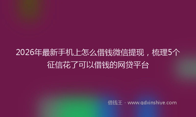 2026年最新手机上怎么借钱微信提现，梳理5个征信花了可以借钱的网贷平台