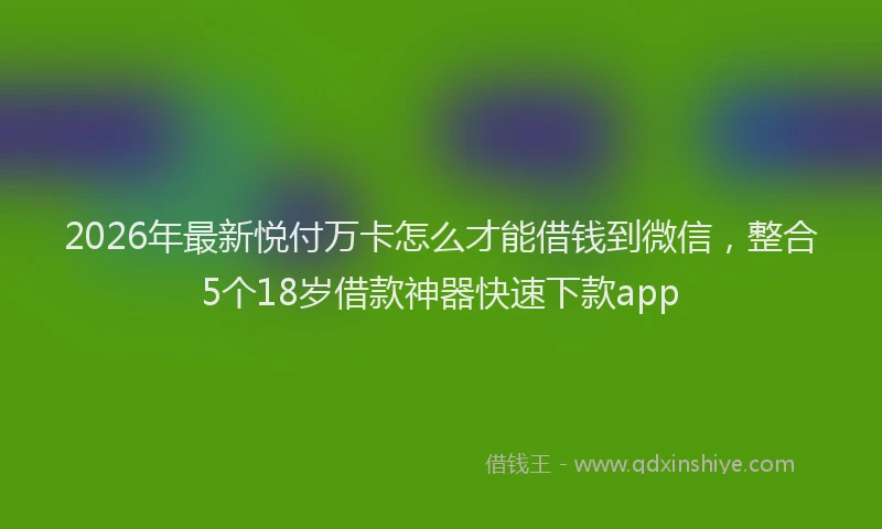 2026年最新悦付万卡怎么才能借钱到微信，整合5个18岁借款神器快速下款app