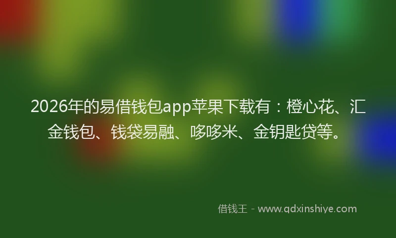 2026年的易借钱包app苹果下载有：橙心花、汇金钱包、钱袋易融、哆哆米、金钥匙贷等。