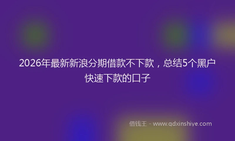 2026年最新新浪分期借款不下款，总结5个黑户快速下款的口子