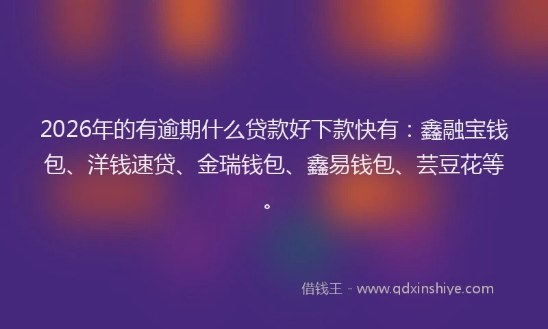 2026年的有逾期什么贷款好下款快有：鑫融宝钱包、洋钱速贷、金瑞钱包、鑫易钱包、芸豆花等。
