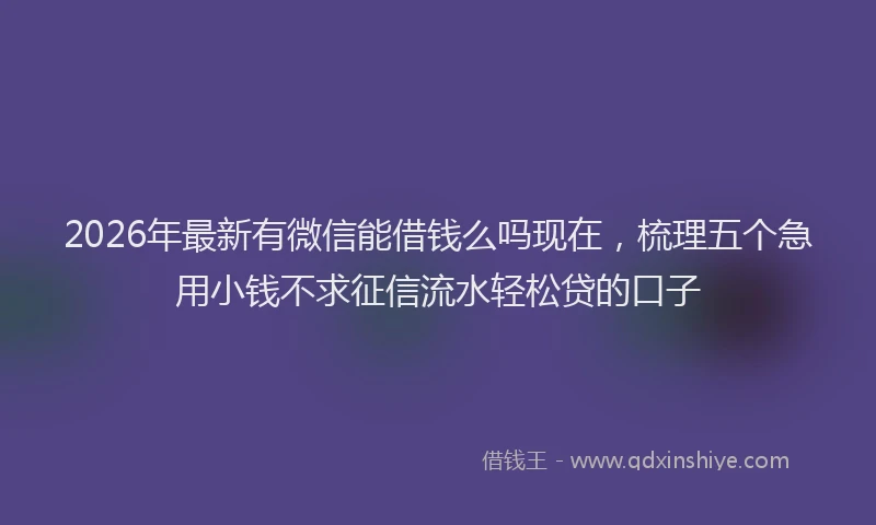 2026年最新有微信能借钱么吗现在，梳理五个急用小钱不求征信流水轻松贷的口子