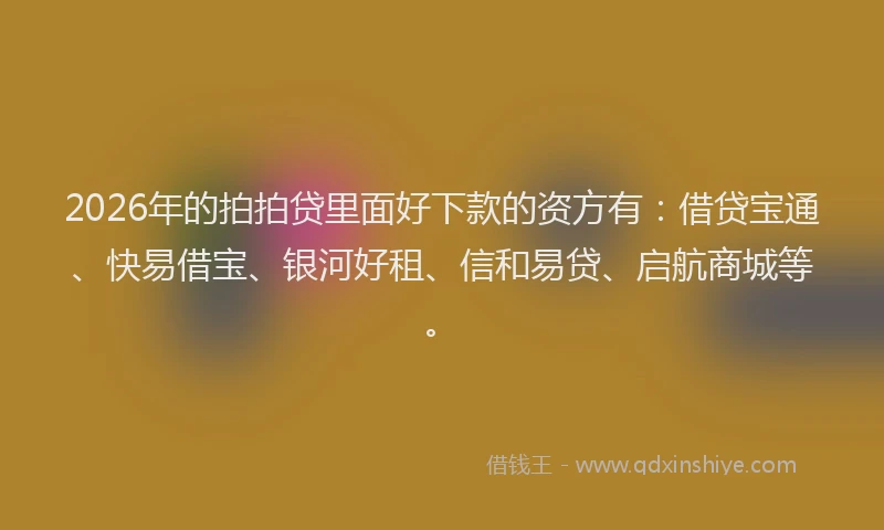 2026年的拍拍贷里面好下款的资方有：借贷宝通、快易借宝、银河好租、信和易贷、启航商城等。