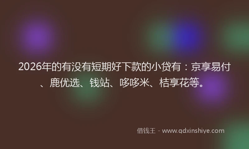 2026年的有没有短期好下款的小贷有：京享易付、鹿优选、钱站、哆哆米、桔享花等。