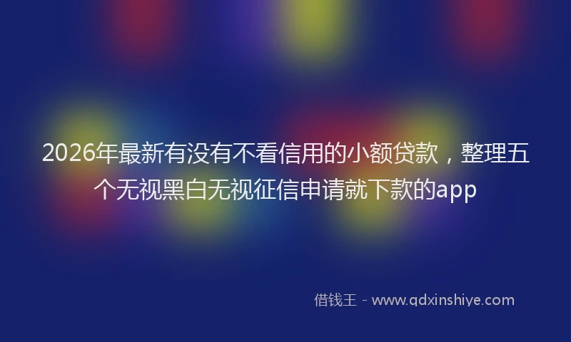 2026年最新有没有不看信用的小额贷款，整理五个无视黑白无视征信申请就下款的app