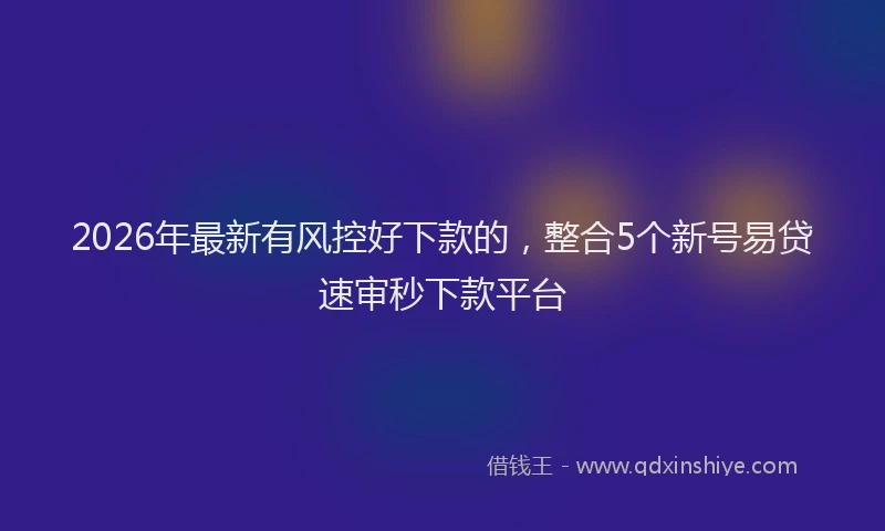 2026年最新有风控好下款的，整合5个新号易贷速审秒下款平台