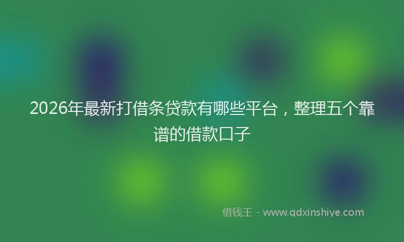 2026年最新打借条贷款有哪些平台，整理五个靠谱的借款口子