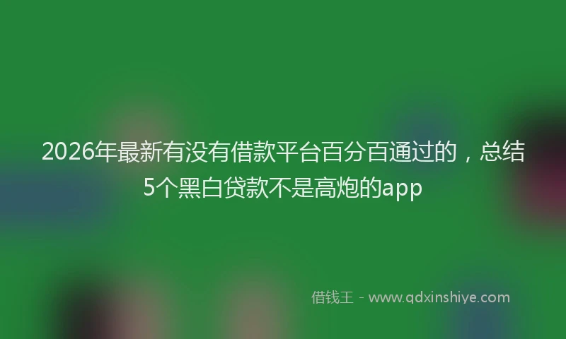 2026年最新有没有借款平台百分百通过的，总结5个黑白贷款不是高炮的app
