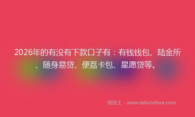 2026年的有没有下款口子有：有钱钱包、陆金所、随身易贷、便荔卡包、星愿贷等。