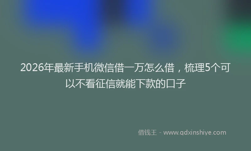 2026年最新手机微信借一万怎么借，梳理5个可以不看征信就能下款的口子