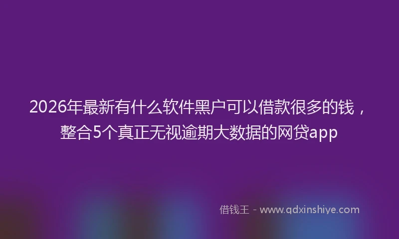 2026年最新有什么软件黑户可以借款很多的钱，整合5个真正无视逾期大数据的网贷app