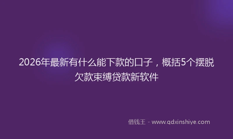 2026年最新有什么能下款的口子，概括5个摆脱欠款束缚贷款新软件
