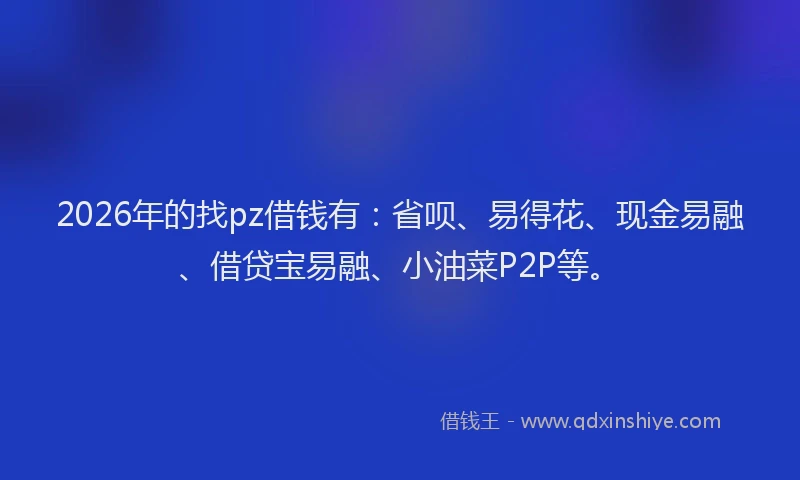 2026年的找pz借钱有：省呗、易得花、现金易融、借贷宝易融、小油菜P2P等。