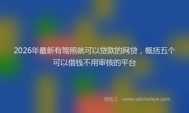 2026年最新有驾照就可以贷款的网贷，概括五个可以借钱不用审核的平台