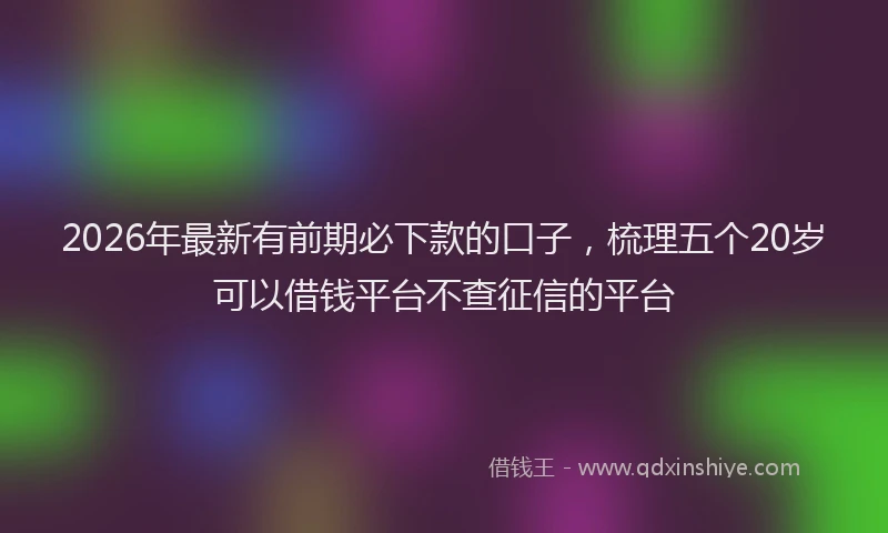 2026年最新有前期必下款的口子，梳理五个20岁可以借钱平台不查征信的平台