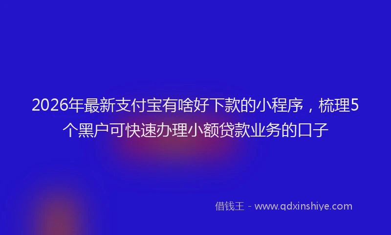 2026年最新支付宝有啥好下款的小程序，梳理5个黑户可快速办理小额贷款业务的口子