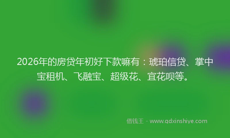 2026年的房贷年初好下款嘛有：琥珀信贷、掌中宝租机、飞融宝、超级花、宜花呗等。