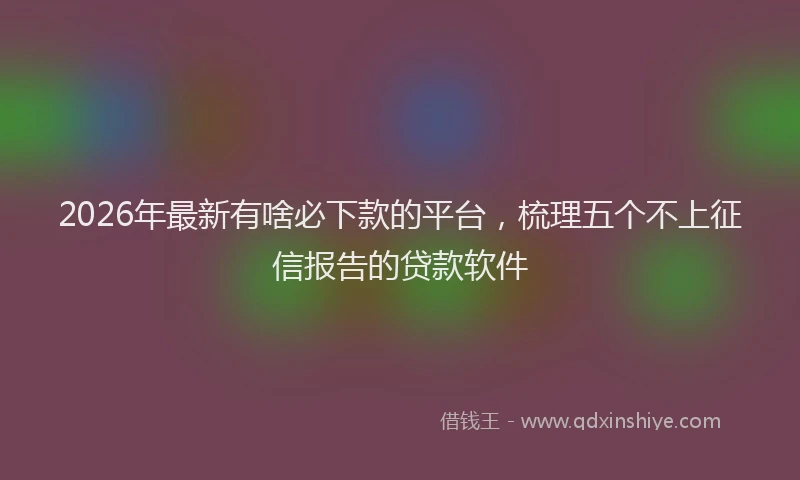 2026年最新有啥必下款的平台，梳理五个不上征信报告的贷款软件