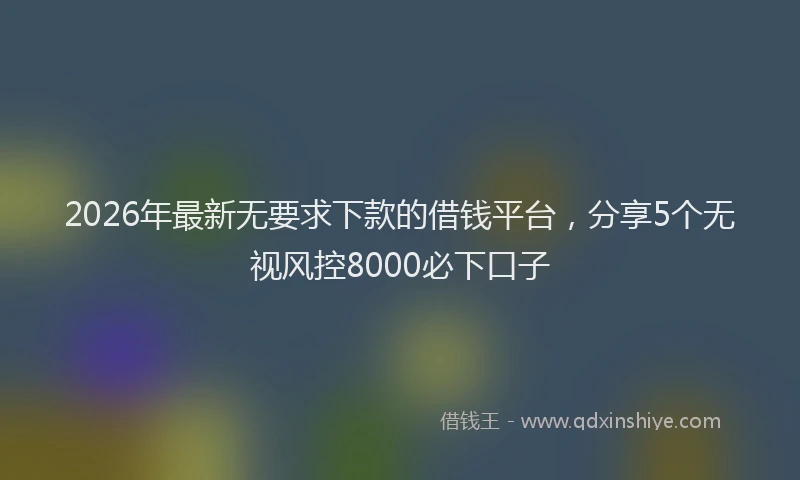 2026年最新无要求下款的借钱平台，分享5个无视风控8000必下口子