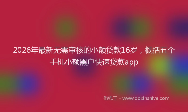 2026年最新无需审核的小额贷款16岁，概括五个手机小额黑户快速贷款app
