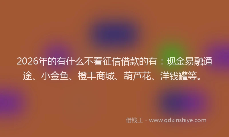 2026年的有什么不看征信借款的有：现金易融通途、小金鱼、橙丰商城、葫芦花、洋钱罐等。
