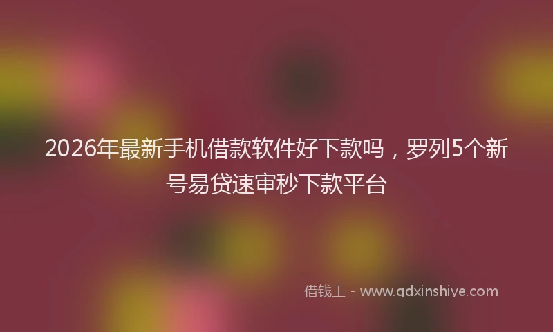 2026年最新手机借款软件好下款吗，罗列5个新号易贷速审秒下款平台
