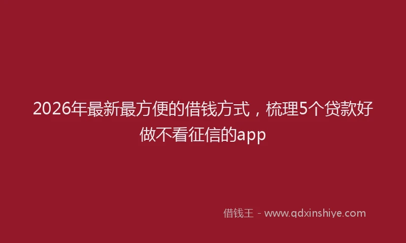 2026年最新最方便的借钱方式，梳理5个贷款好做不看征信的app