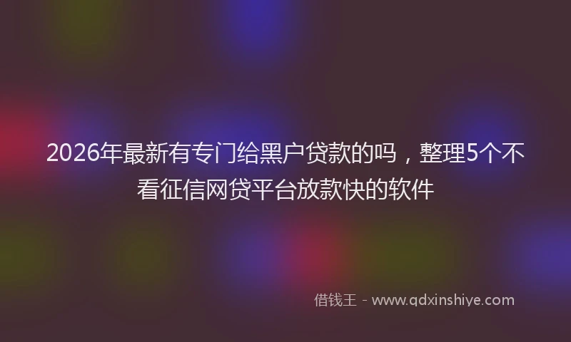 2026年最新有专门给黑户贷款的吗，整理5个不看征信网贷平台放款快的软件