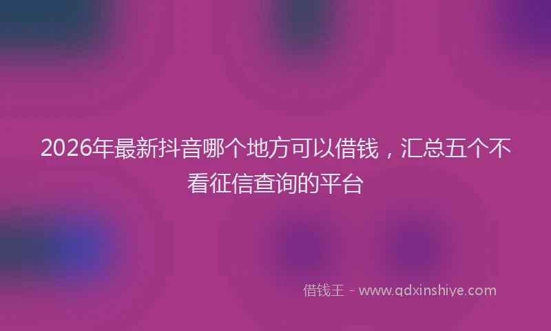 2026年最新抖音哪个地方可以借钱，汇总五个不看征信查询的平台