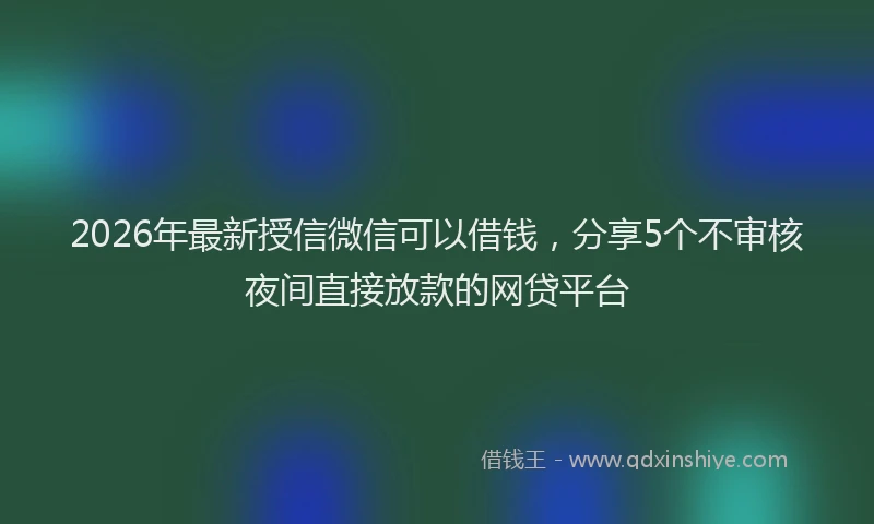 2026年最新授信微信可以借钱，分享5个不审核夜间直接放款的网贷平台