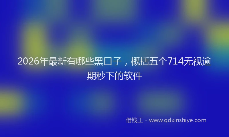2026年最新有哪些黑口子，概括五个714无视逾期秒下的软件