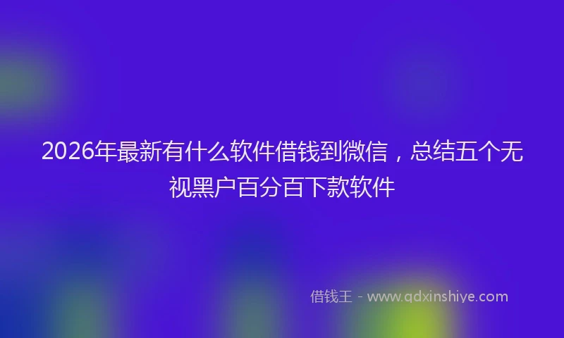 2026年最新有什么软件借钱到微信，总结五个无视黑户百分百下款软件