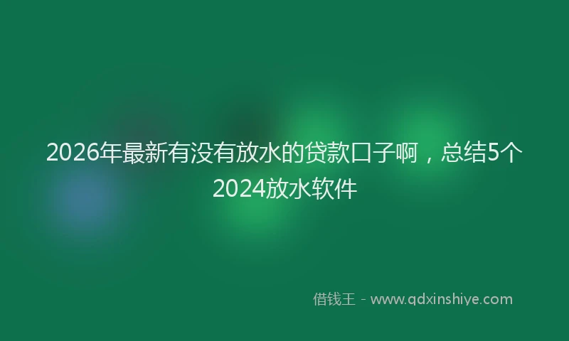 2026年最新有没有放水的贷款口子啊，总结5个2024放水软件