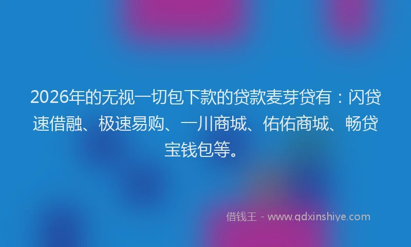 2026年的无视一切包下款的贷款麦芽贷有：闪贷速借融、极速易购、一川商城、佑佑商城、畅贷宝钱包等。