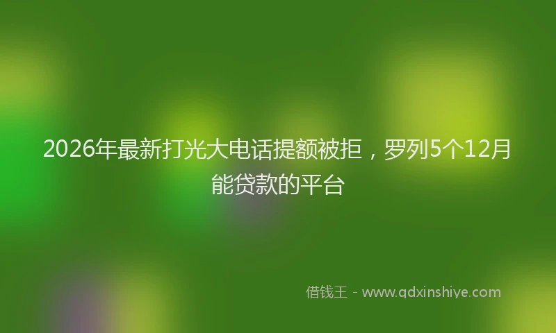 2026年最新打光大电话提额被拒，罗列5个12月能贷款的平台