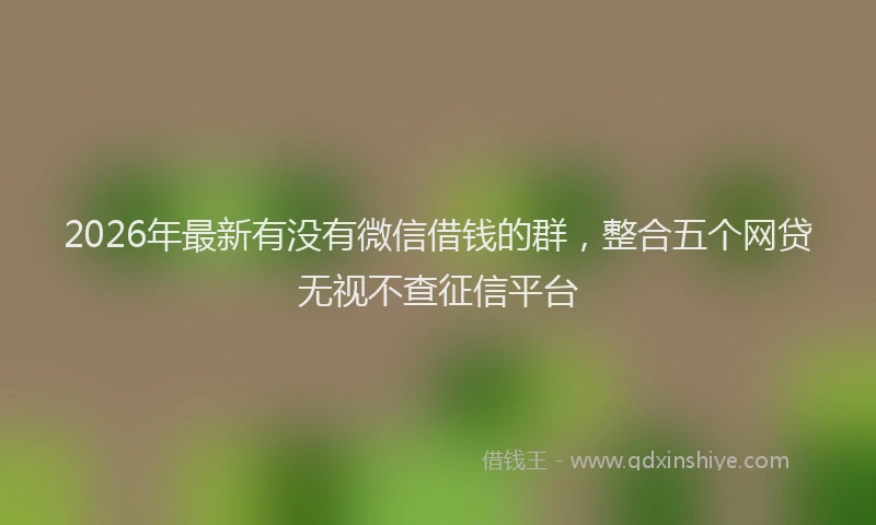 2026年最新有没有微信借钱的群，整合五个网贷无视不查征信平台