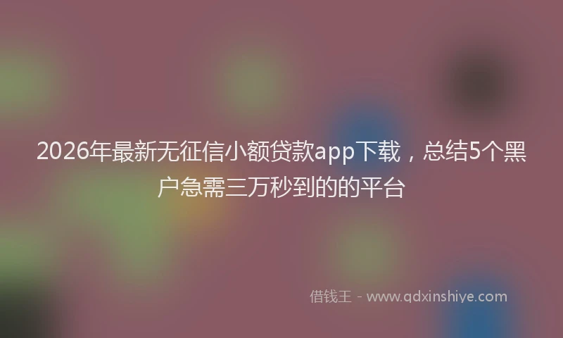 2026年最新无征信小额贷款app下载，总结5个黑户急需三万秒到的的平台